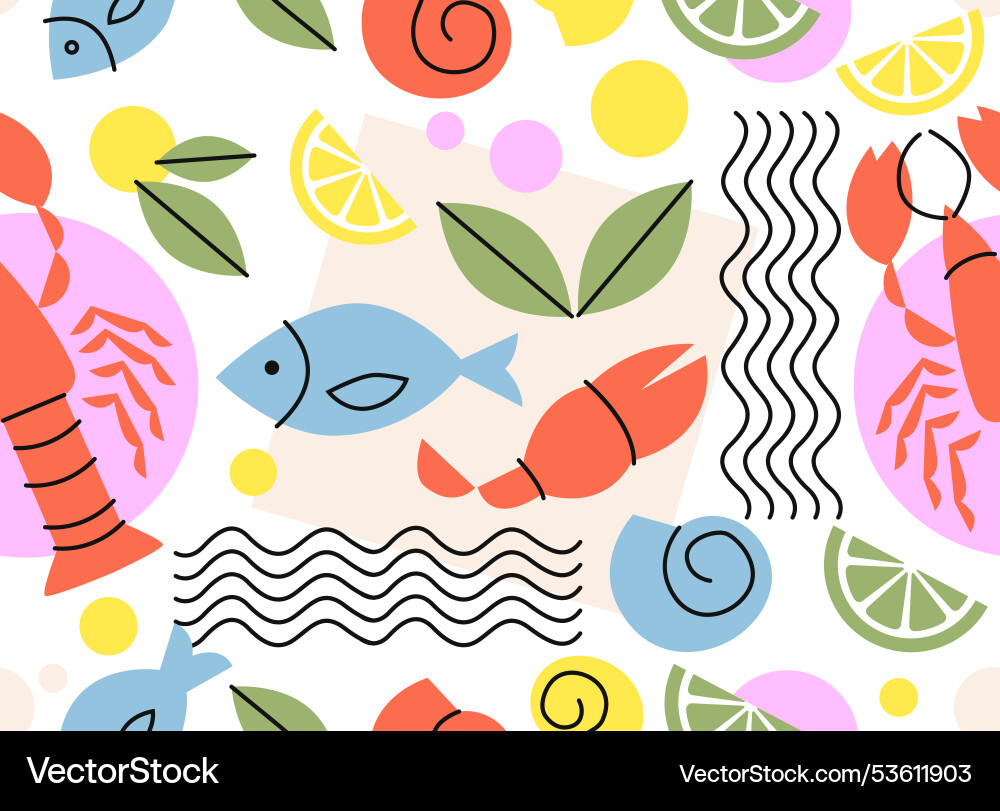 Seamless pattern with seafood repeating design Seamless pattern with seafood repeating design vector image