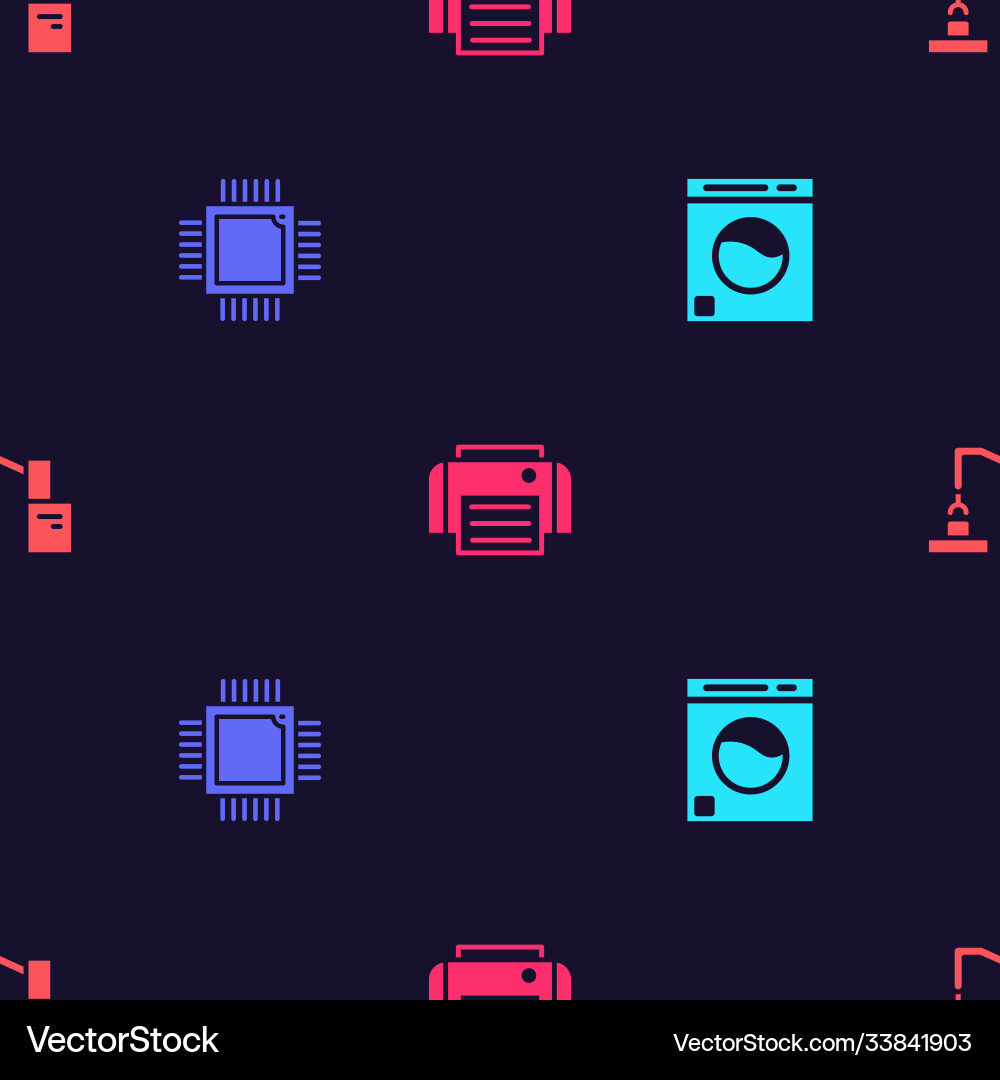 Set washer processor with microcircuits cpu Vector Image