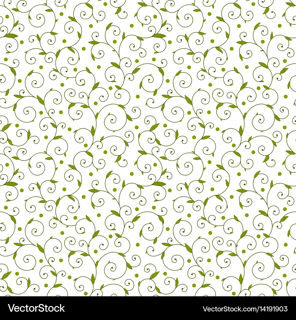 Texture with curls and leaves Vector Image