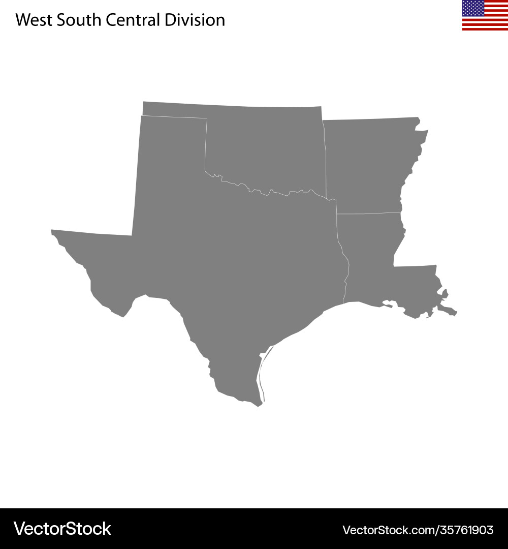 West South Central US States Map Vector Image