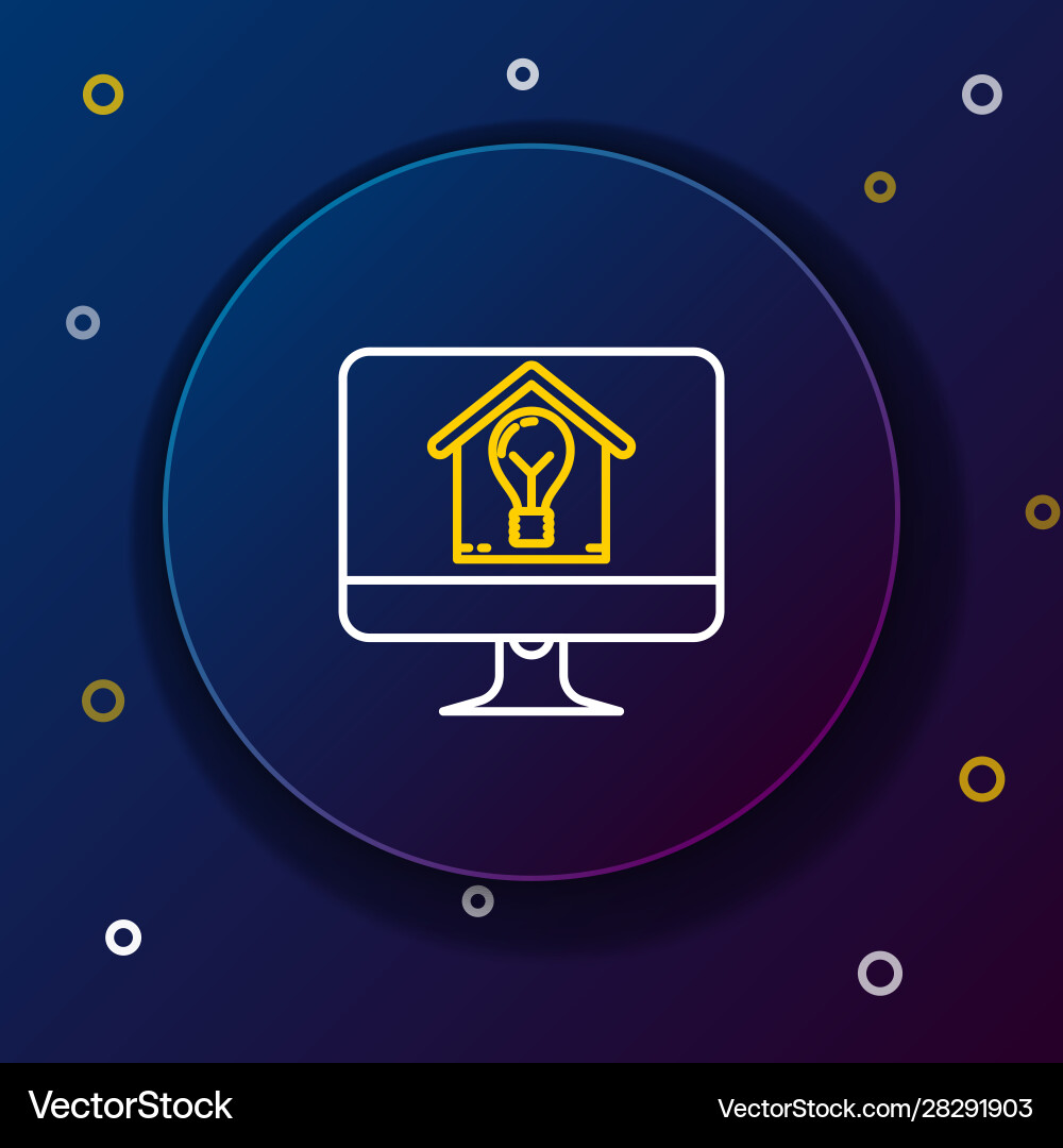 White and yellow line computer monitor with smart White and yellow line computer monitor with smart vector image