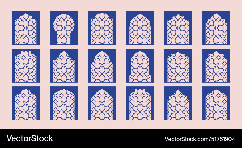 Abstract geometric pattern on windows arch arc Vector Image