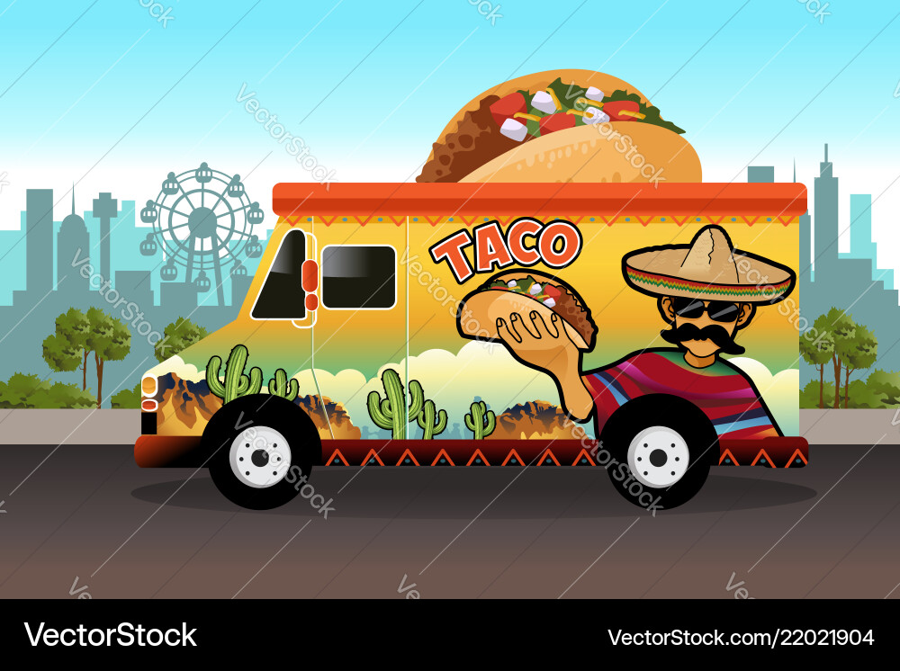 Colorful Taco Food Truck Vector Image