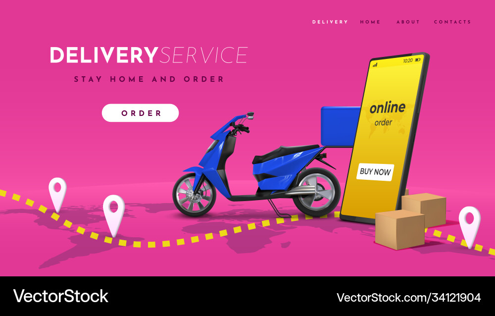 Delivery landing online food and goods mobile vector image