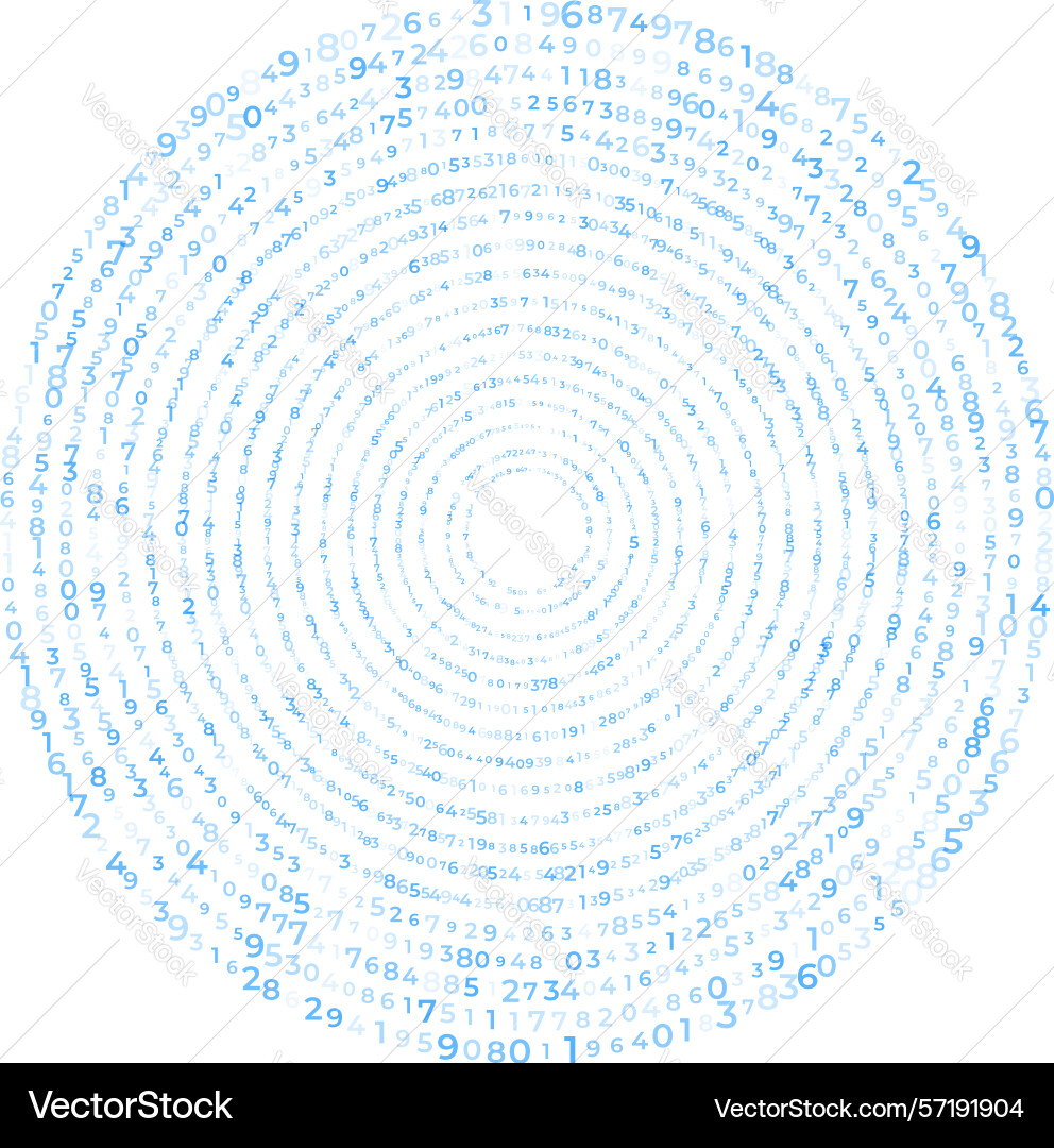 Digital data array concentric circles numbers Digital data array concentric circles numbers vector image
