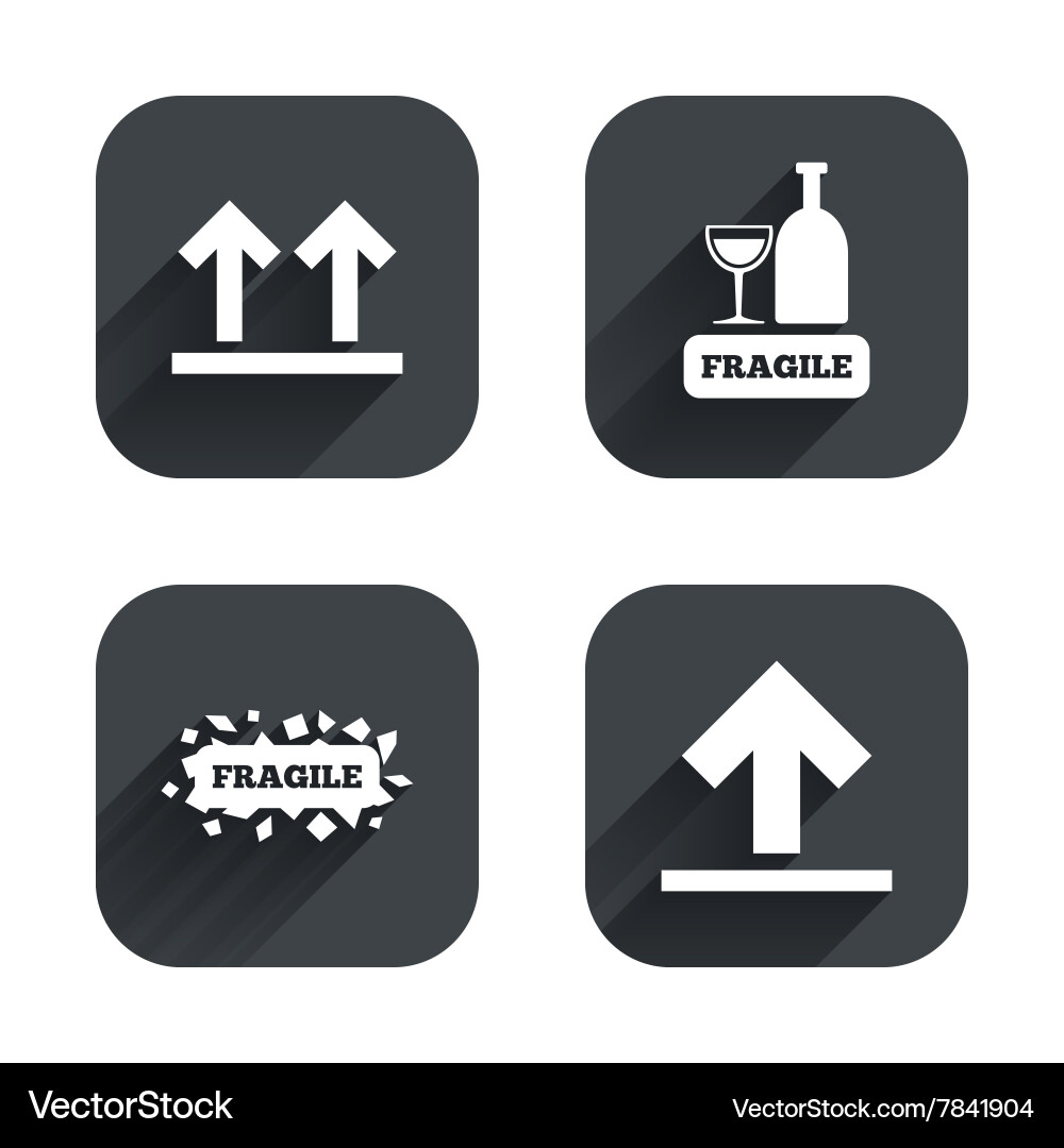 Fragile icons delicate package delivery vector image