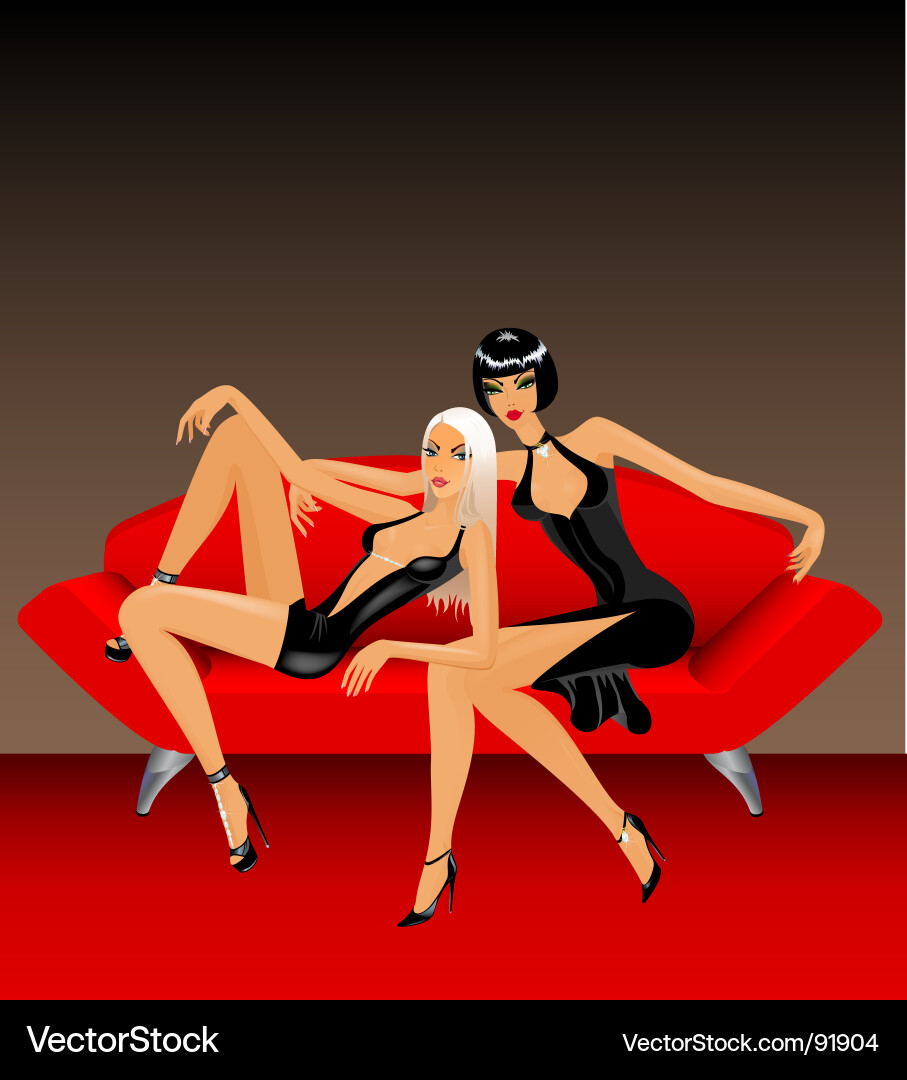 Glamorous Women on Couch Vector Image