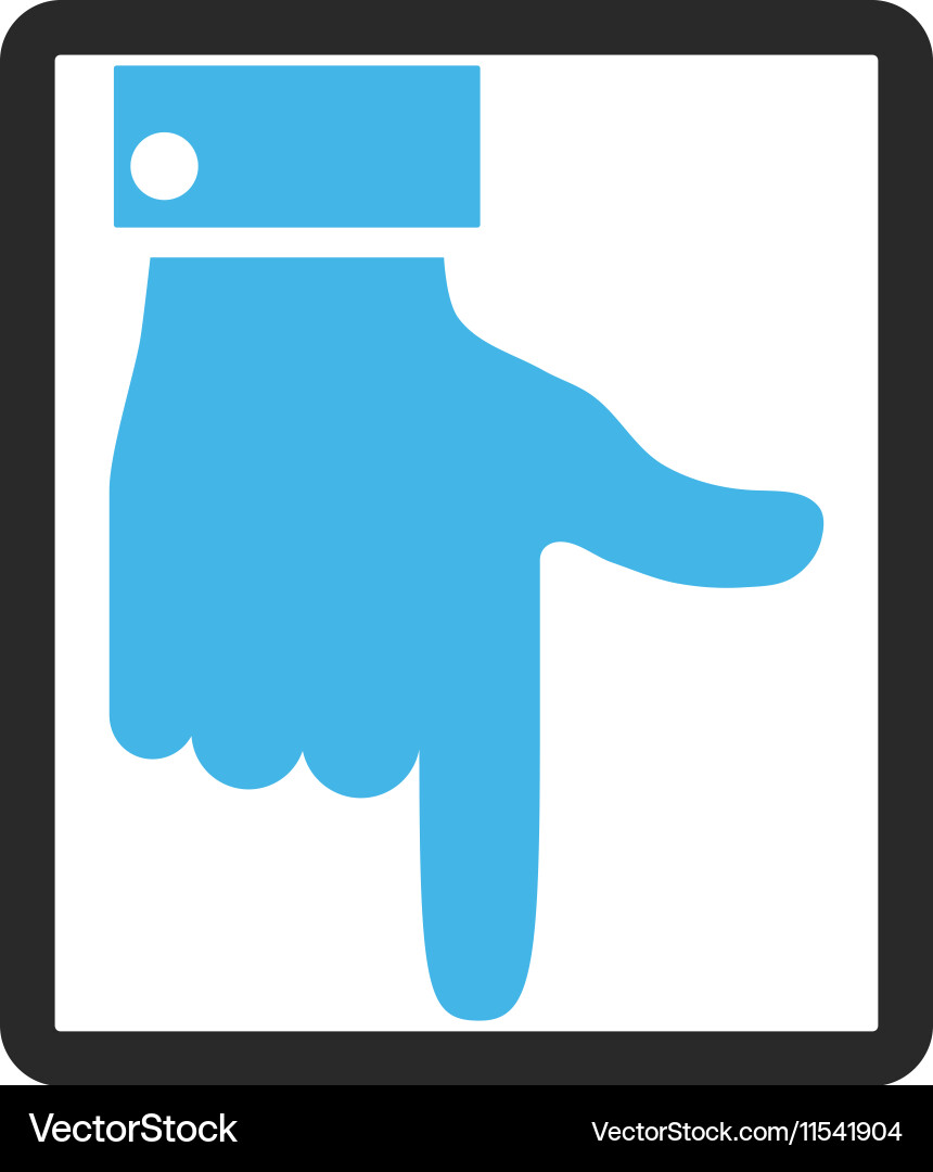 Hand pointer down framed icon vector image