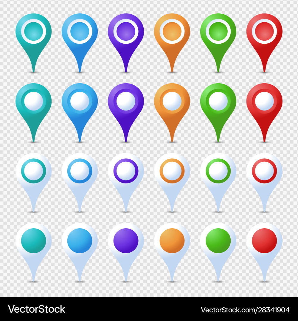 Location pins mega set marker 3d map pointer pin Location pins mega set marker 3d map pointer pin Vector Image