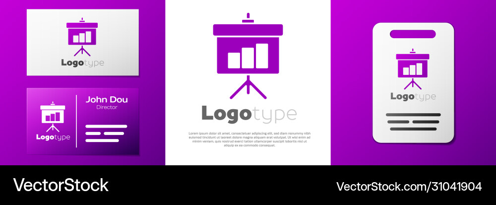 Logotype presentation board with graph schedule Vector Image