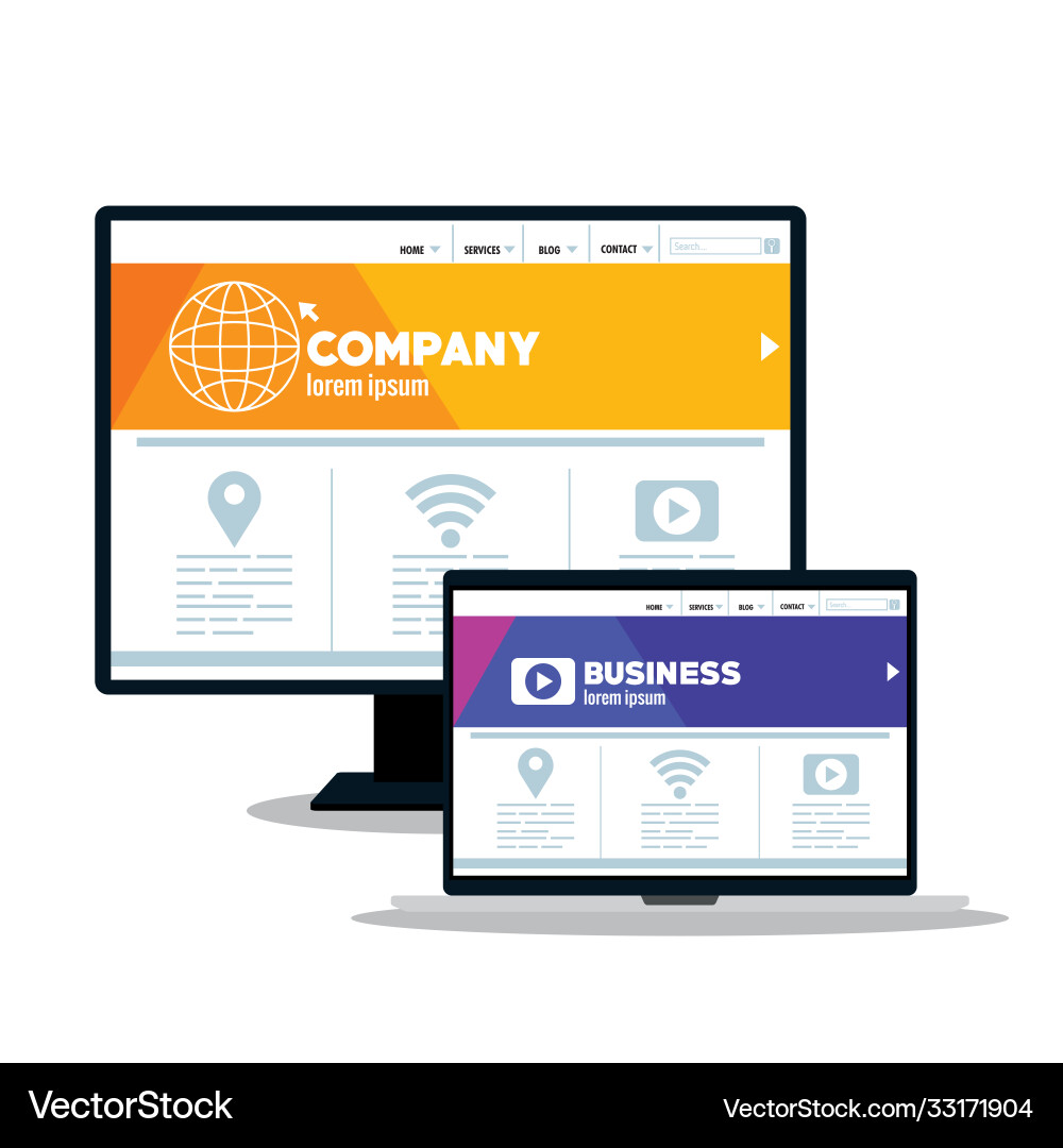 Mockup responsive web concept website development Mockup responsive web concept website development vector image
