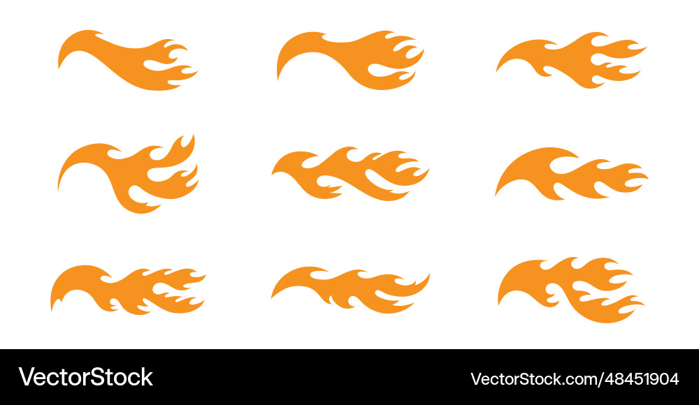 Orange fire flame set isolated Orange fire flame set isolated vector image