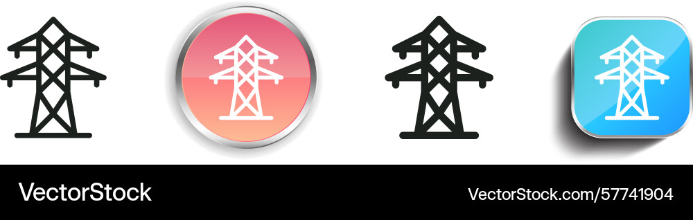 Power line icon thin linear regular and button vector image