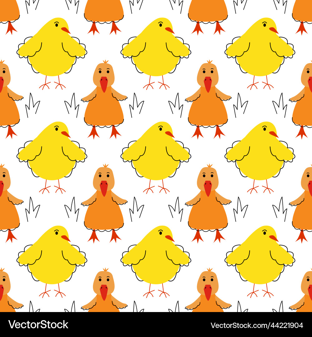 Seamless pattern with ducklings and chickens Vector Image