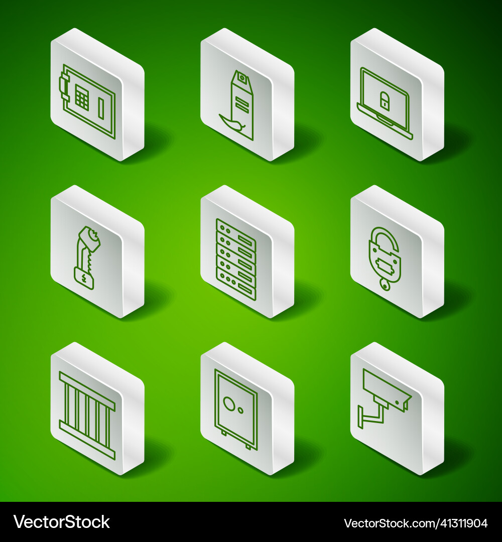 Set line security camera safe server data web Set line security camera safe server data web vector image