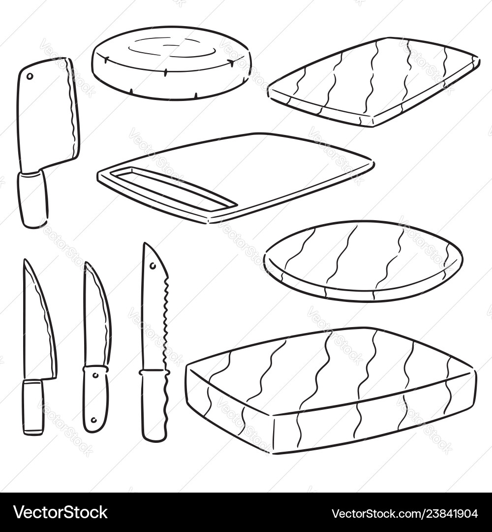Set of knife and chopping block Set of knife and chopping block vector image