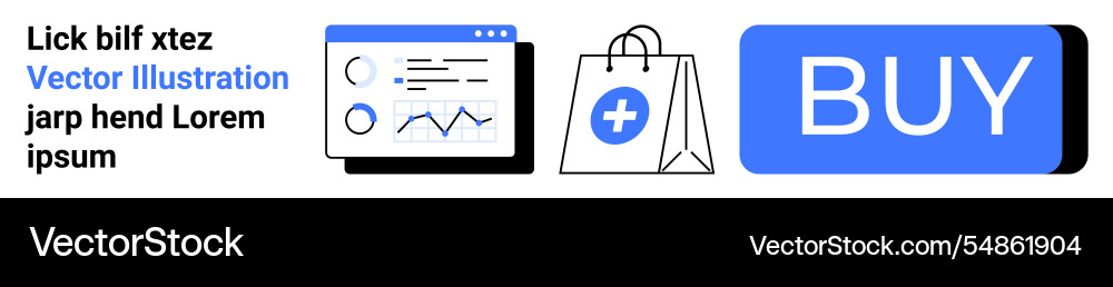 Web analytics shopping bag and buy button Vector Image