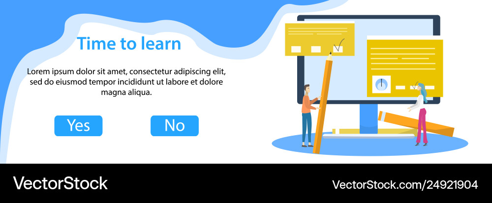 Web banner e-learning with tiny students Web banner e-learning with tiny students Vector Image