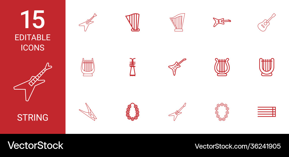 15 string icons vector image