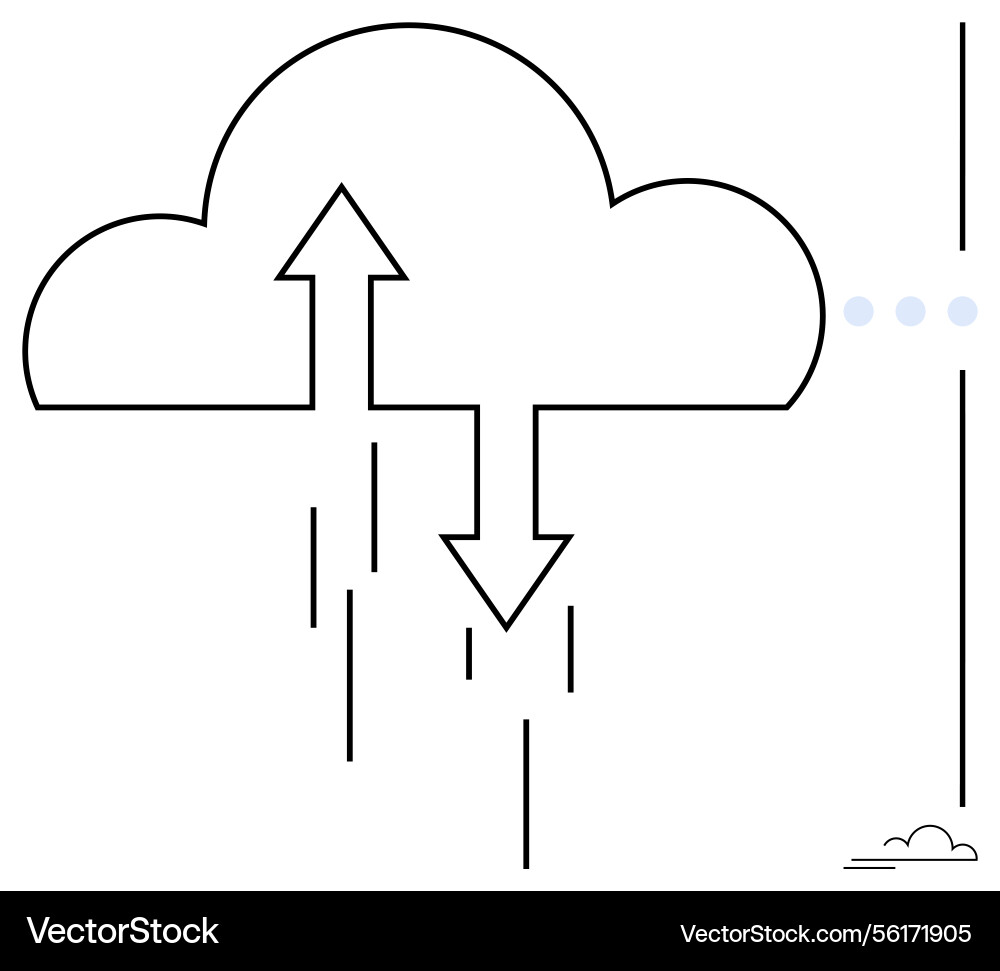 Cloud computing concept with data flow arrows Cloud computing concept with data flow arrows vector image