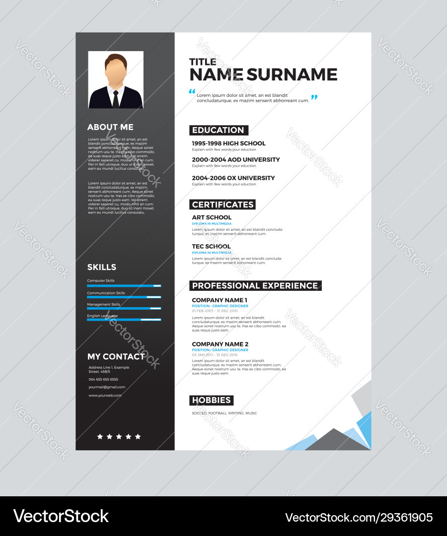 Cv template design Royalty Free Vector Image - VectorStock