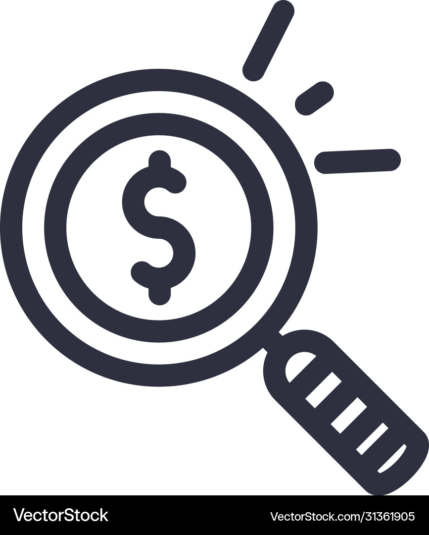 Dollar inside lupe line style icon design vector image