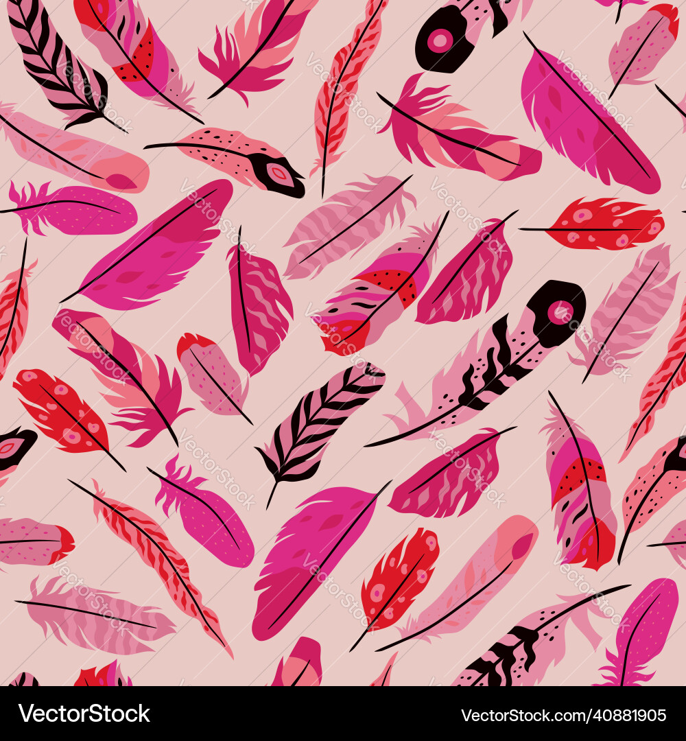 Feathers seamless pattern in boho style Feathers seamless pattern in boho style vector image