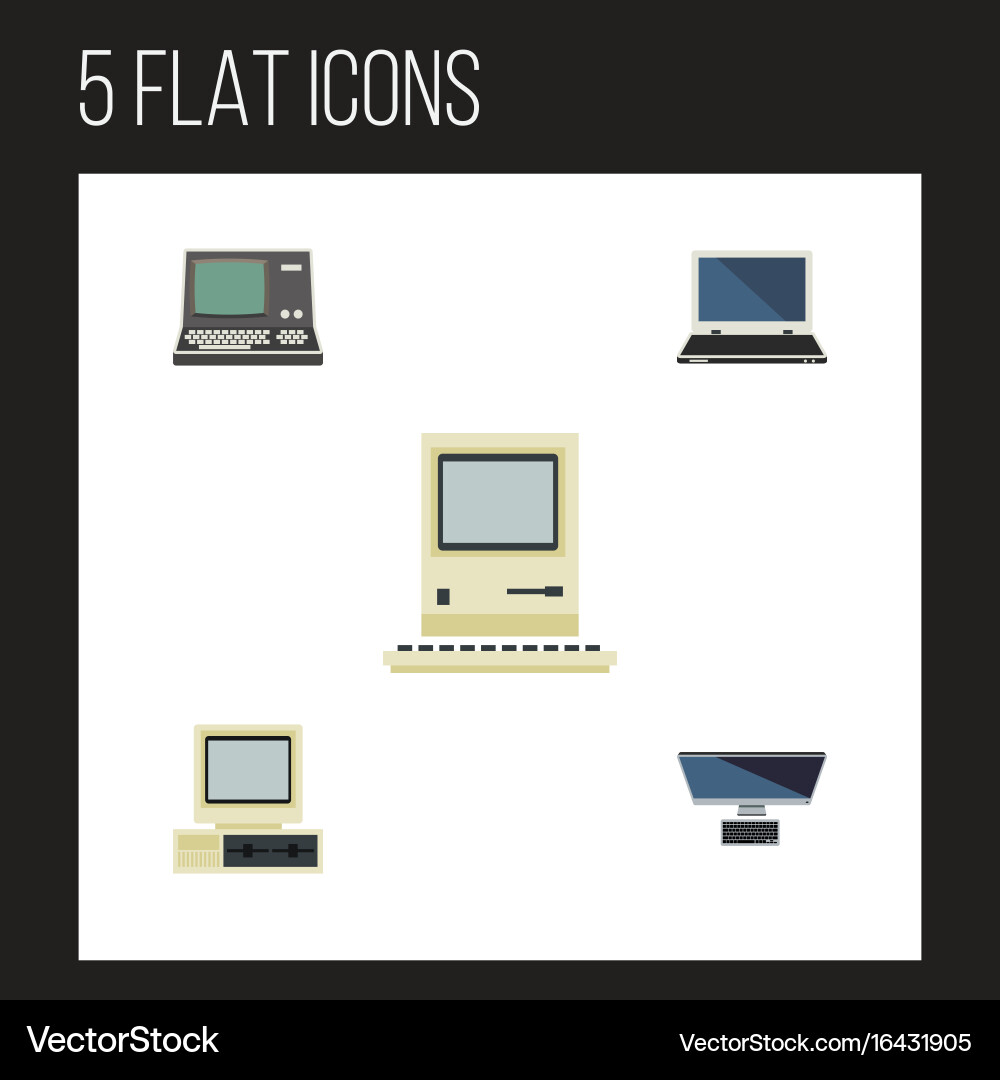 Flat icon computer set of computing Vector Image
