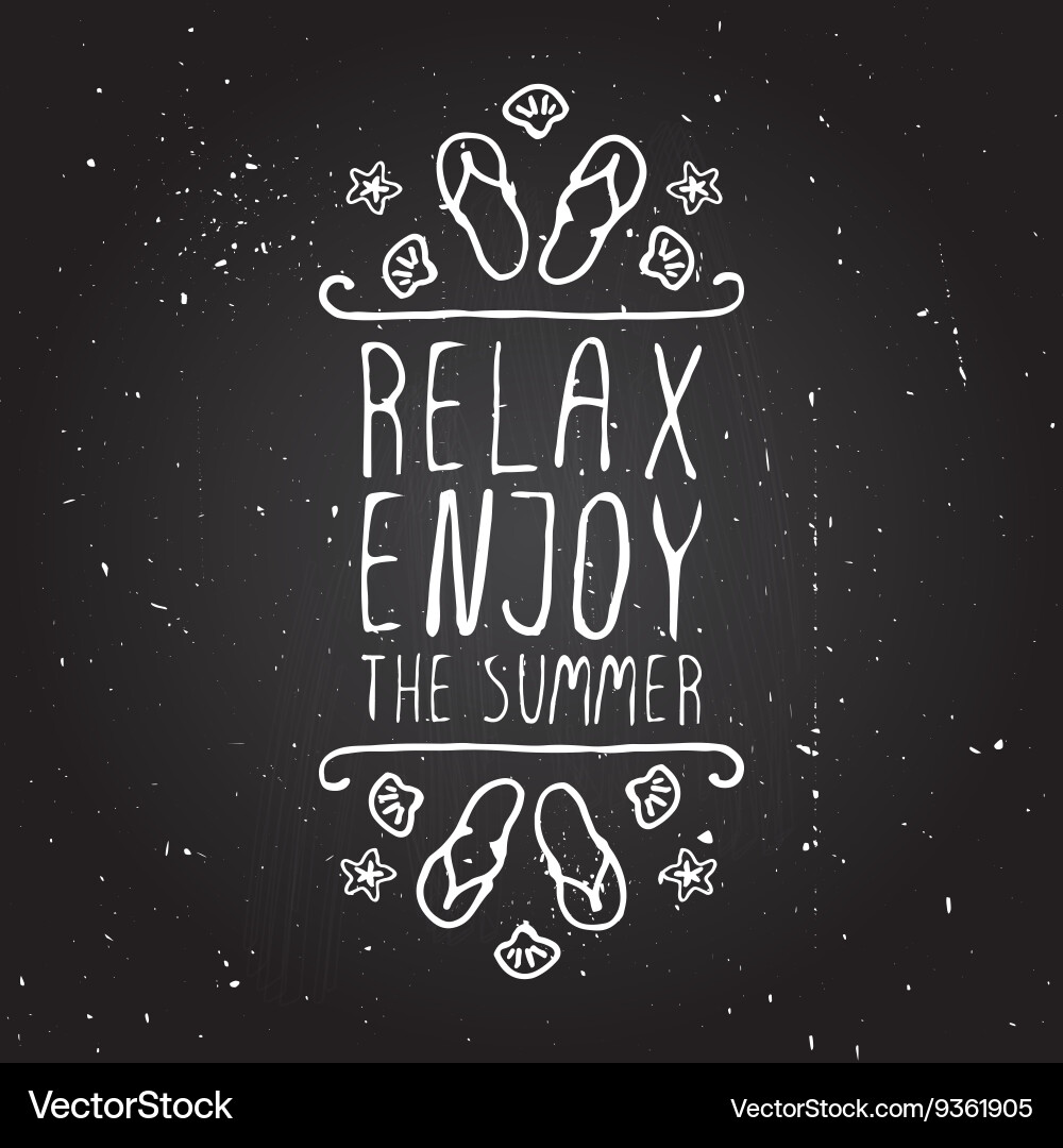 Hand-sketched typographic element with flip flops Vector Image