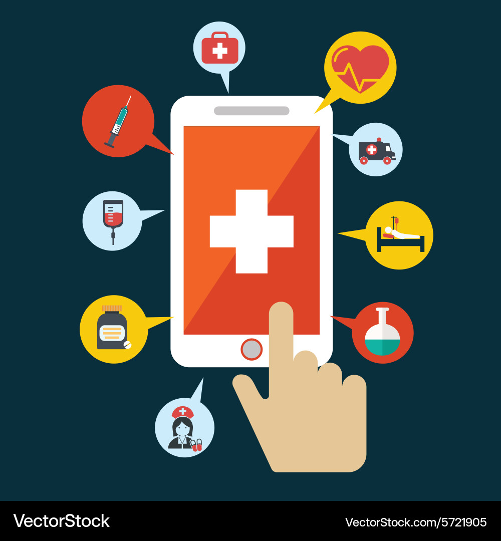 Health application on a smartphone open with hand Vector Image