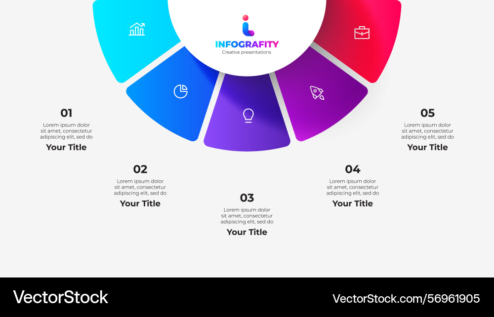 Infographic featuring five segmented sections Vector Image