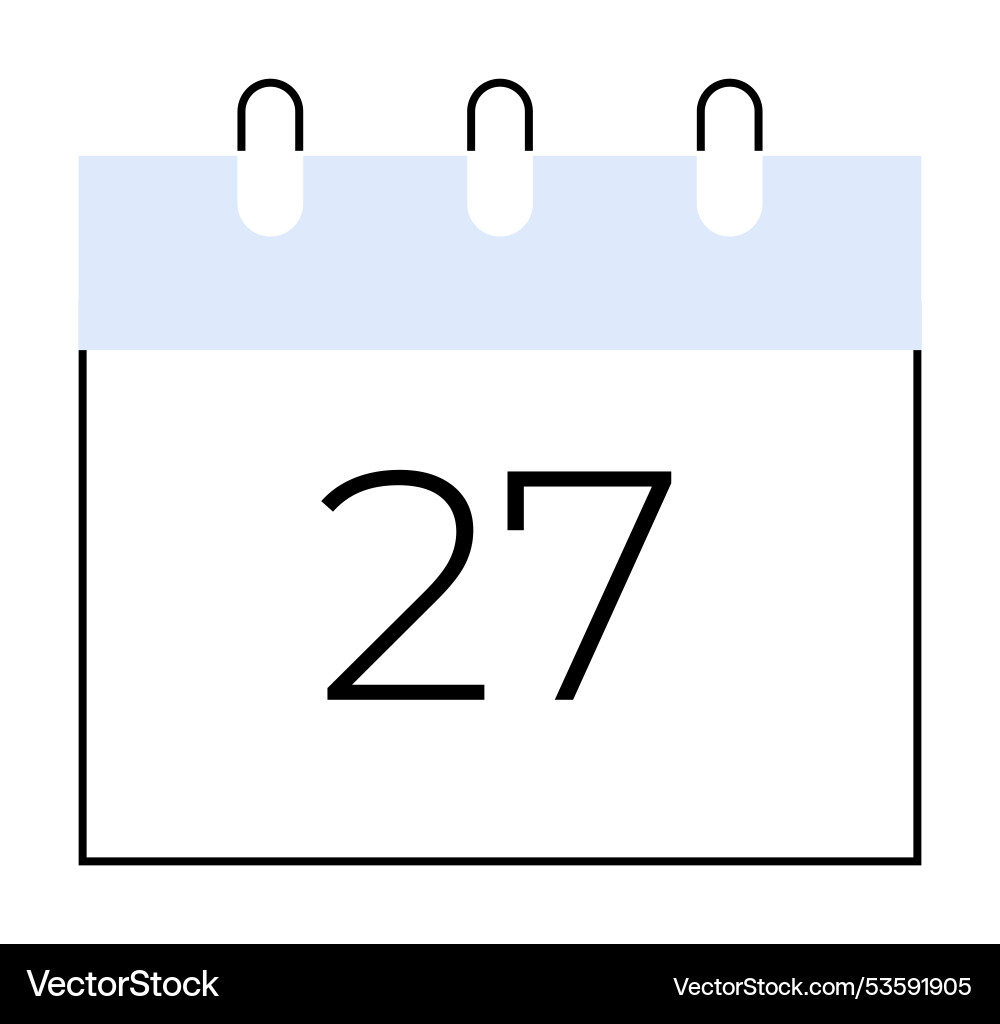 Minimalistic calendar page with the date 27 Minimalistic calendar page with the date 27 vector image