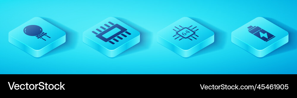 Set isometric light emitting diode processor Set isometric light emitting diode processor vector image