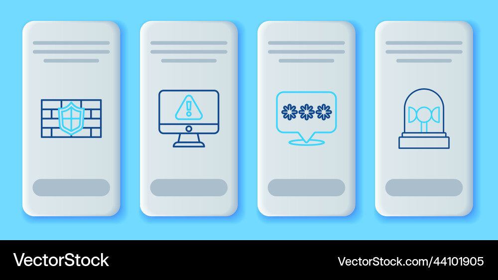 Set line monitor with exclamation mark password vector image