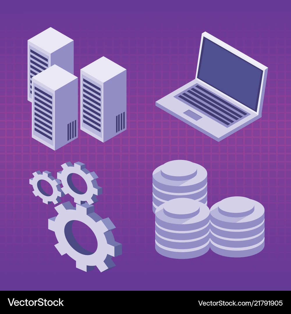 Set of data center icons Set of data center icons vector image