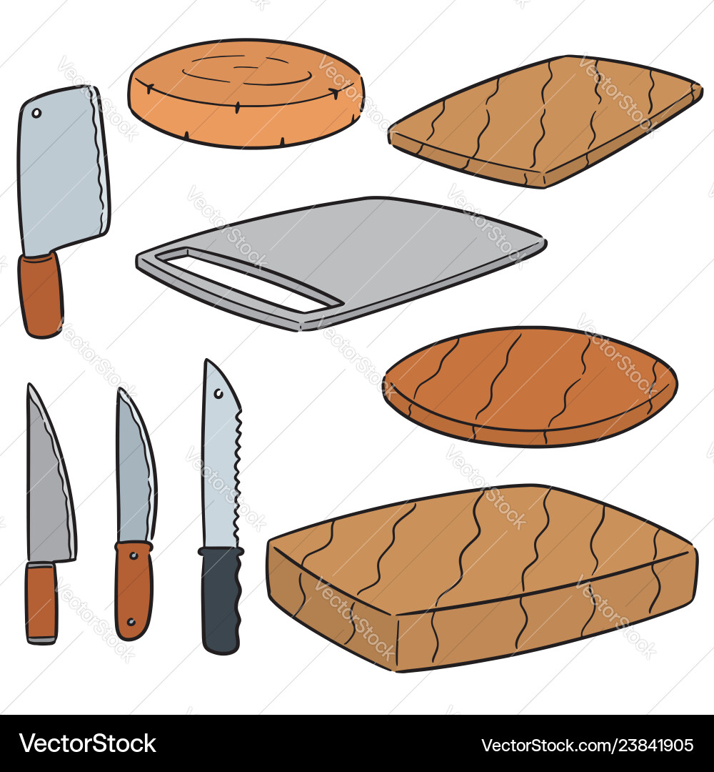 Set of knife and chopping block vector image