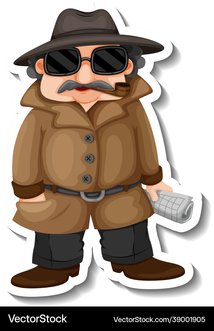 Sticker design with a detective boy cartoon Sticker design with a detective boy cartoon vector image