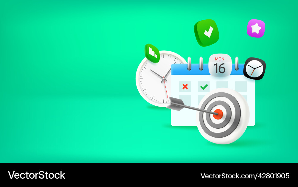 Time management concept with clock and calendar Time management concept with clock and calendar vector image