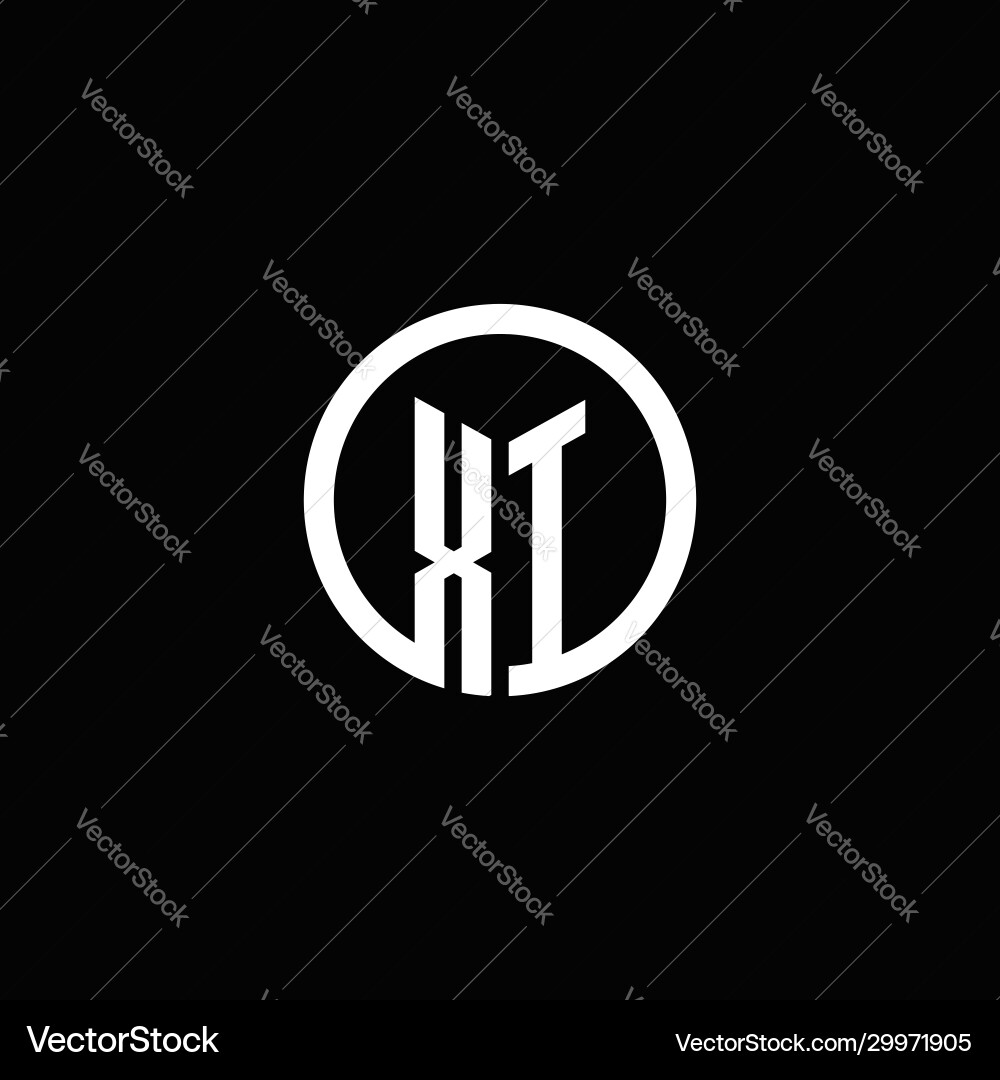 Xi monogram logo isolated with a rotating circle vector image