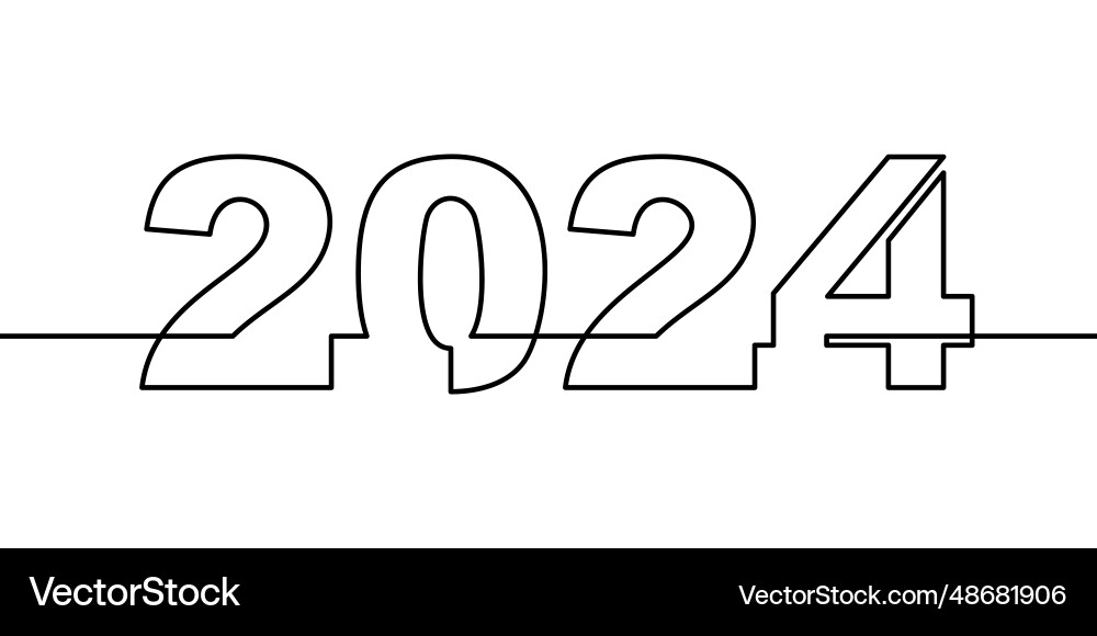 2024 year number continuous line art drawing 2024 year number continuous line art drawing vector image