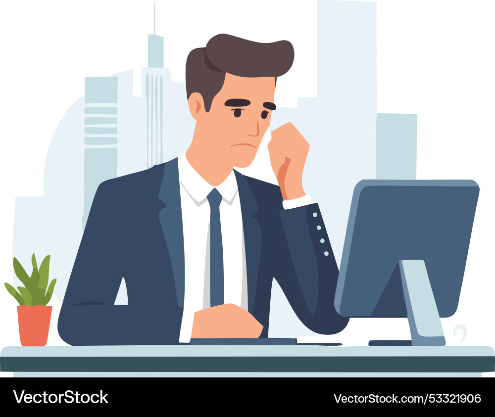 A person in front of computer A person in front of computer Vector Image