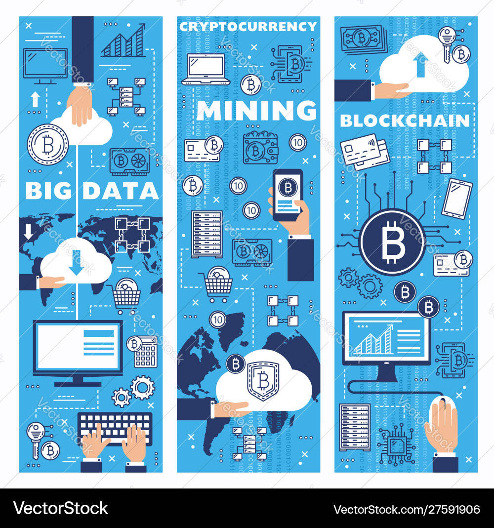 Bitcoin Mining & Blockchain Technology vector image