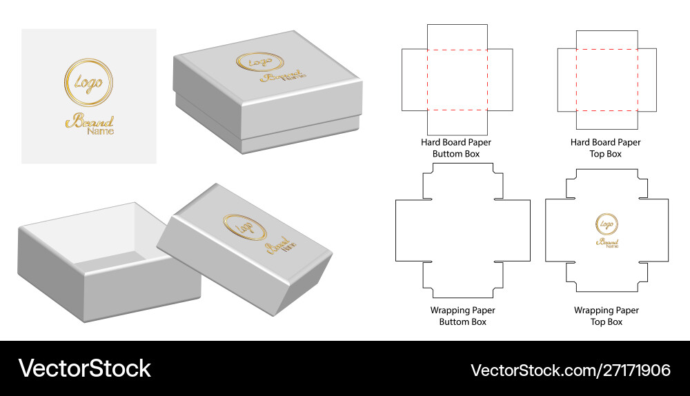 Box packaging die cut template design 3d mock-up Box packaging die cut template design 3d mock-up vector image