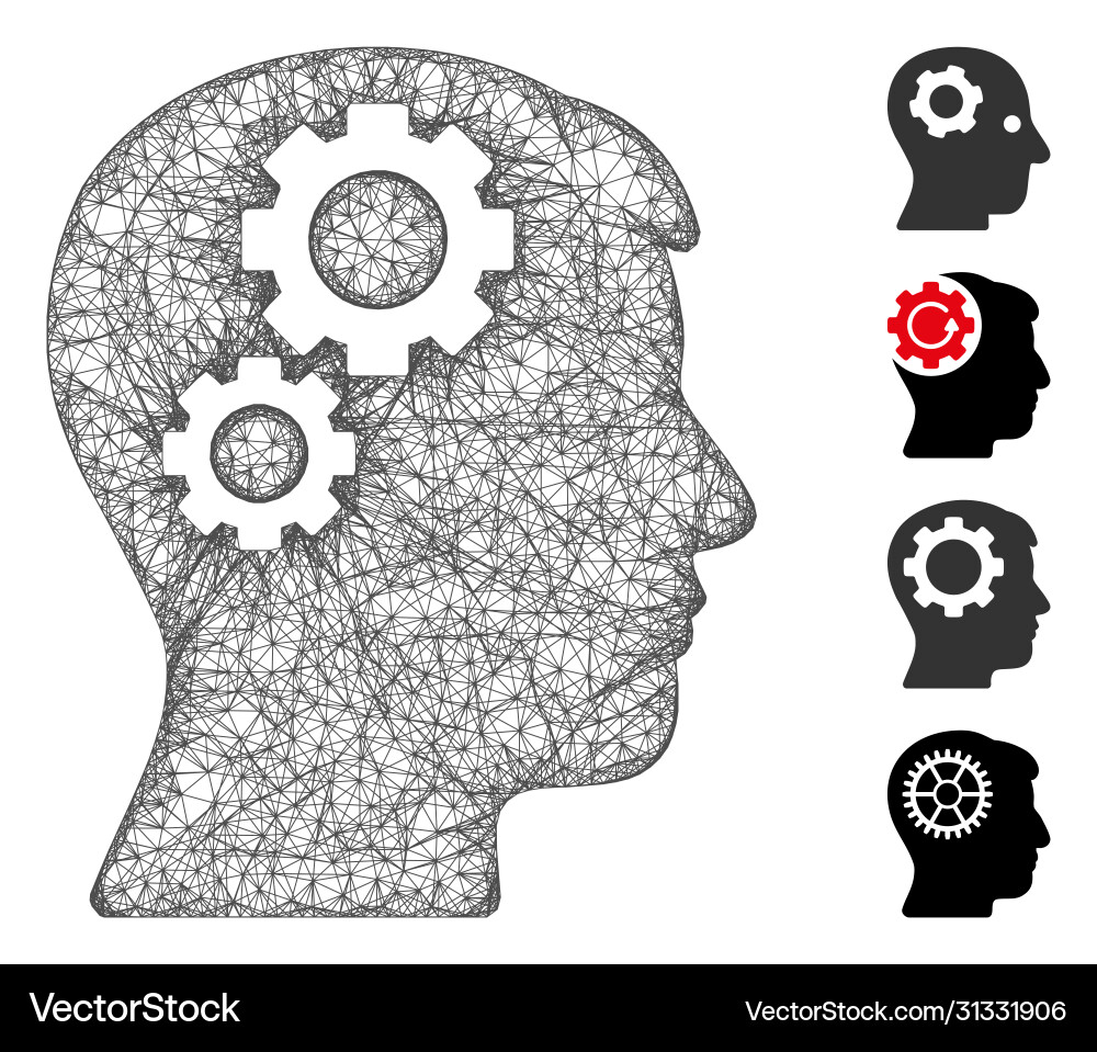 Brain gears web mesh Brain gears web mesh vector image