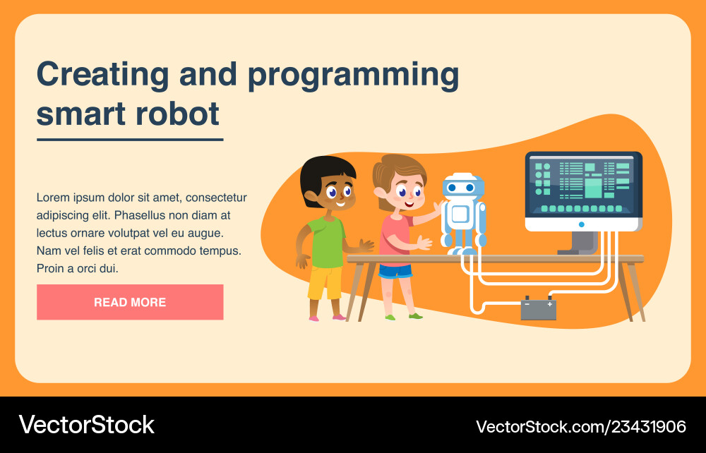 Creating and programming smart robot flat page Creating and programming smart robot flat page vector image