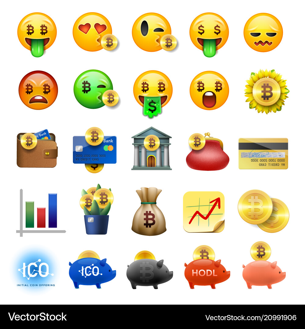 Cute Smiley Cryptocurrency Emojis – Royalty-Free Vector | VectorStock
