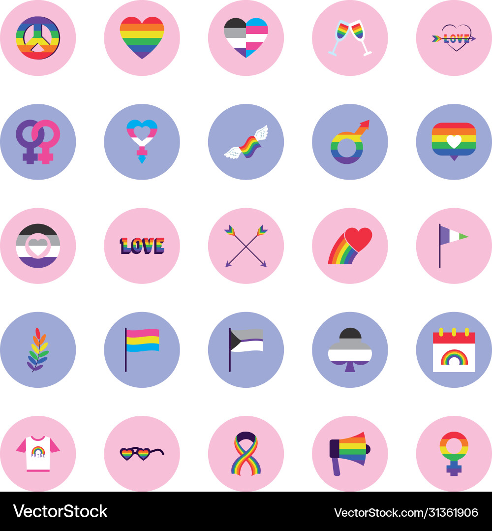 Donut and pride icon set block style vector image