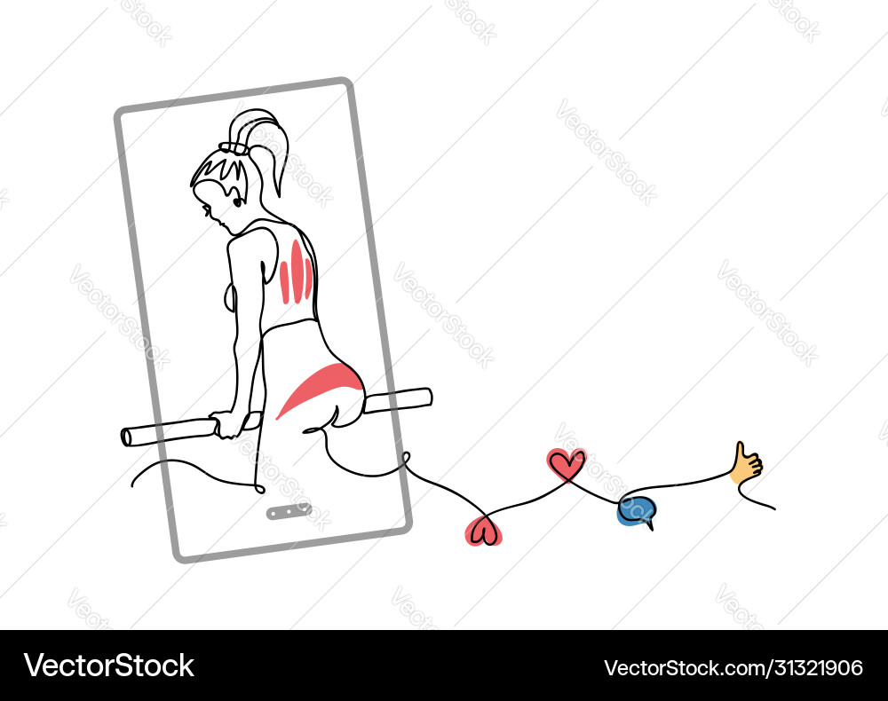 Gym bar training girl doing exercise Gym bar training girl doing exercise Vector Image