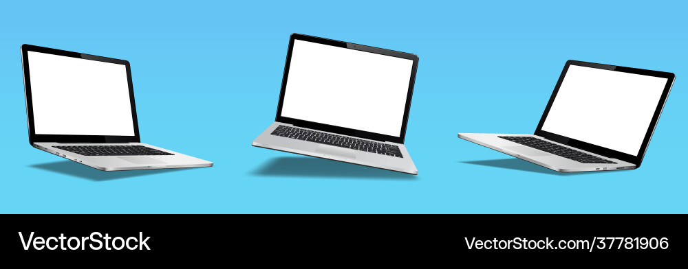 Laptop mock up with blank screen isolated float Laptop mock up with blank screen isolated float vector image