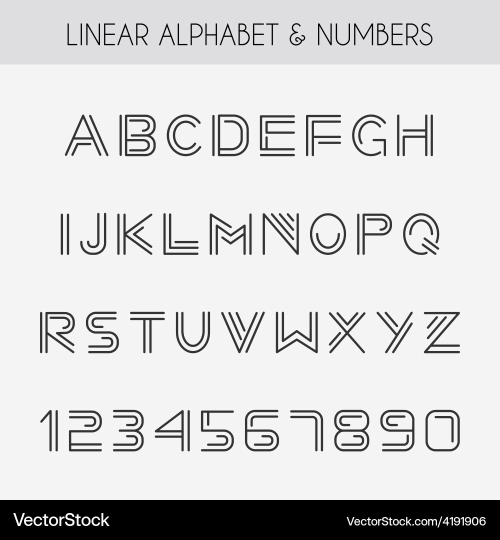 Linear font vector image
